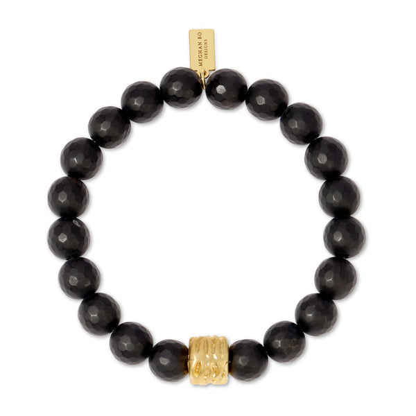 Matte Black Beaded Stretch Bracelet | Meghan Bo
