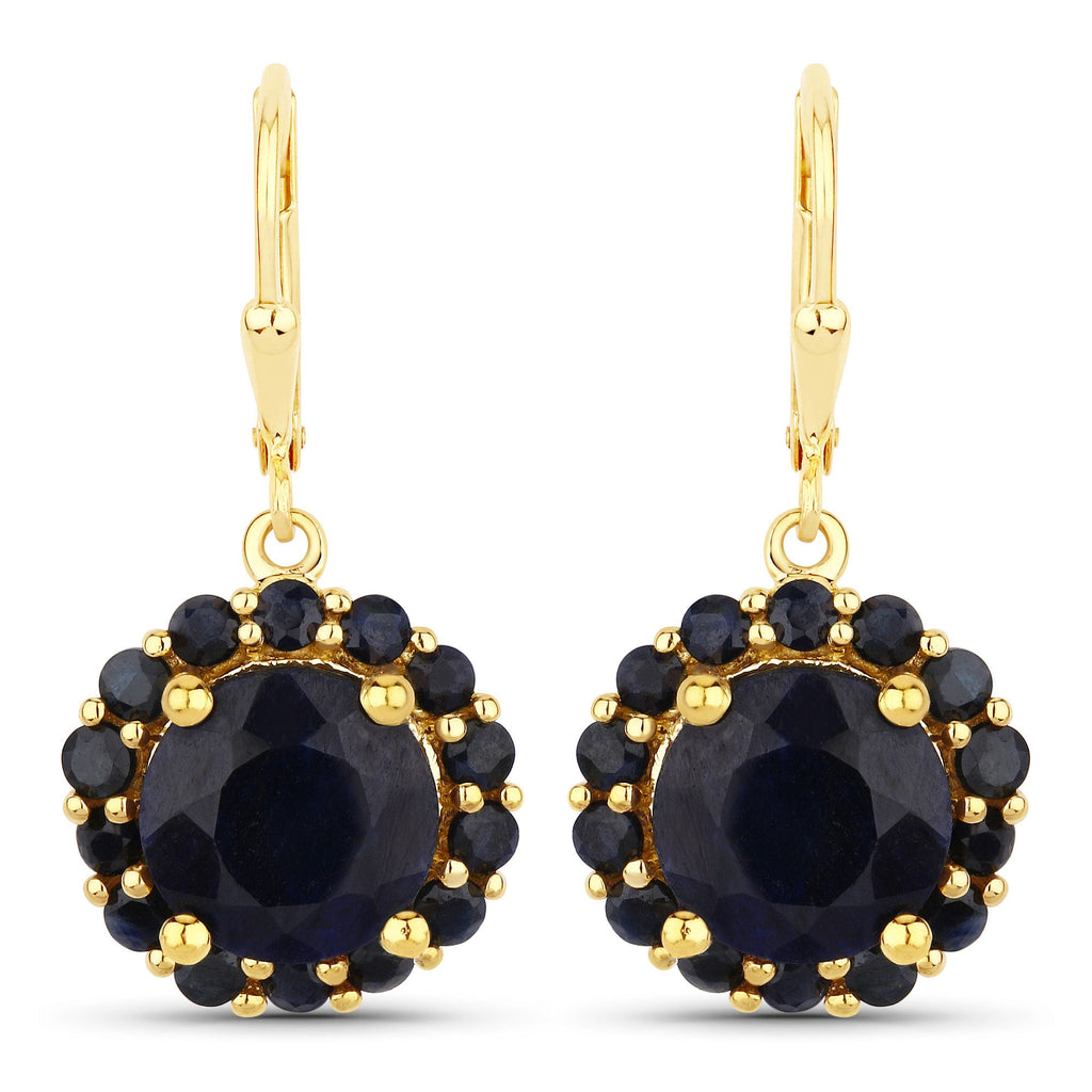 11.37 Carat Dyed Sapphire and Blue Sapphire .925 Sterling Silver Earrings