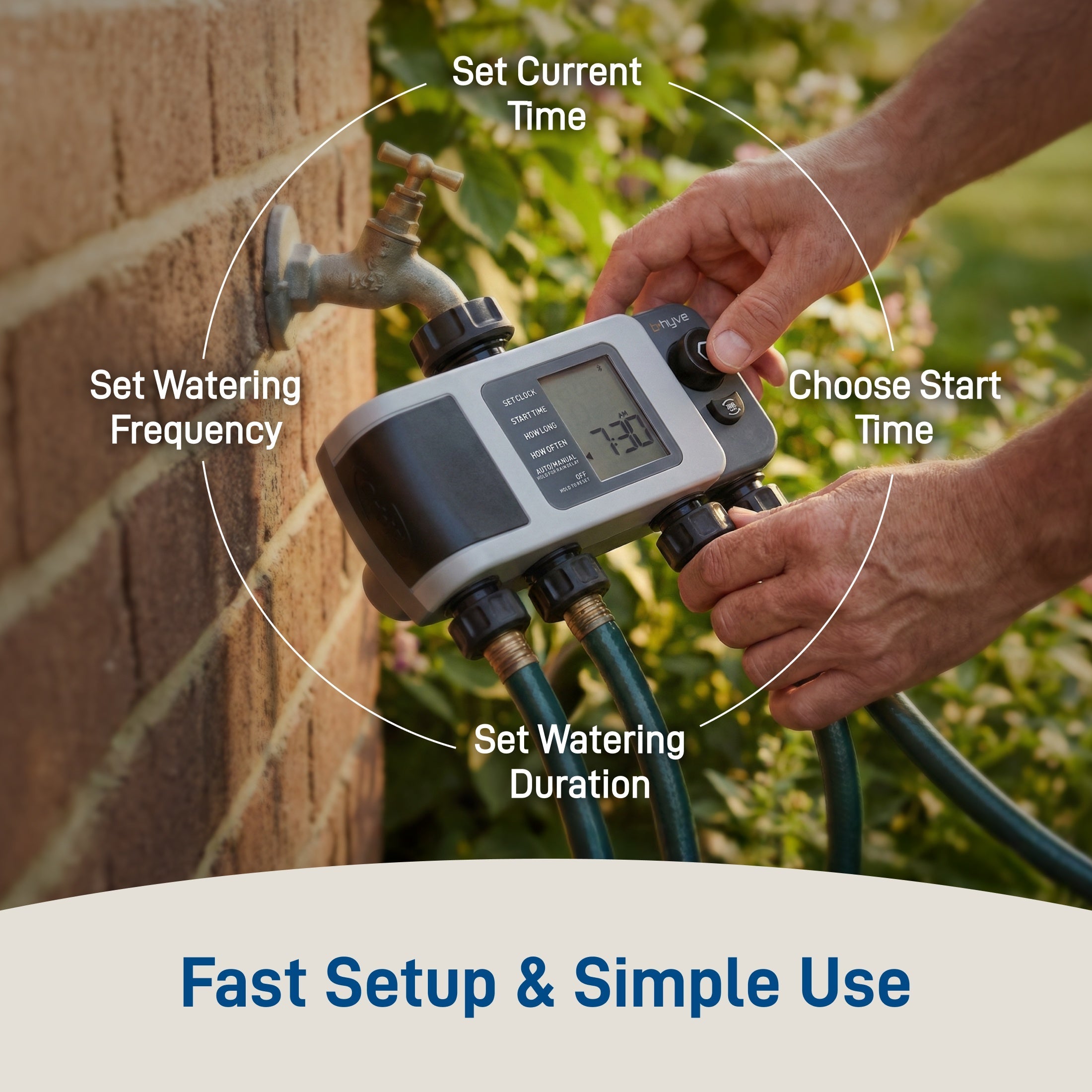 B-hyve XD 4-Outlet Smart Hose Faucet Sprinkler Timer with B-hyve Smart Gen 2 Hub | 24639