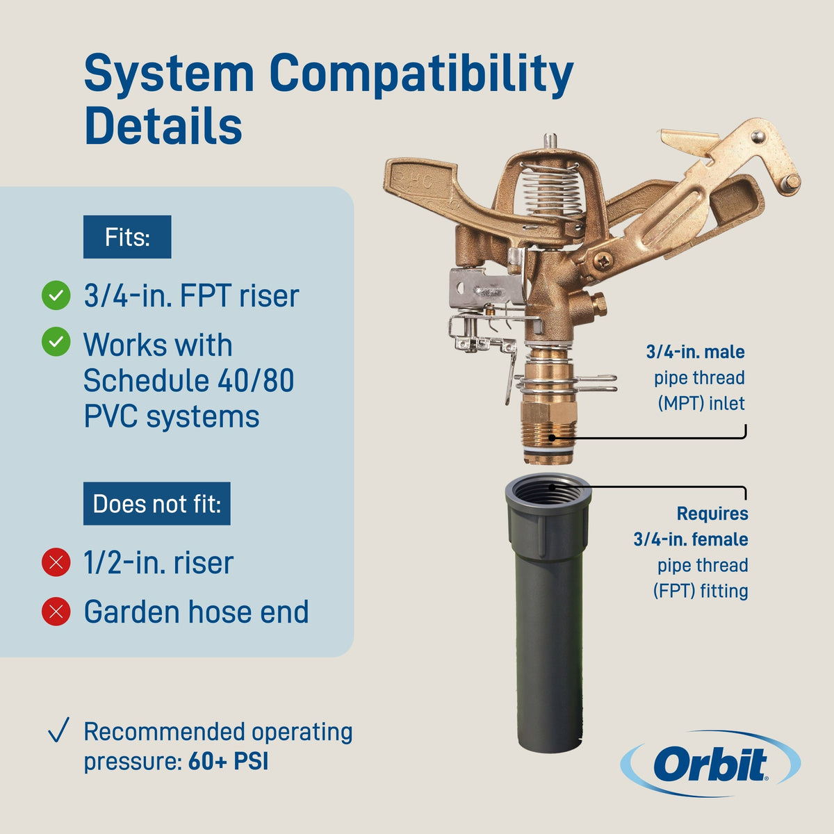 3/4 in. MPT Brass Impact Sprinkler Head | 55016