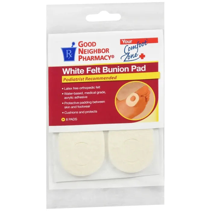 Good Neighbor Pharmacy White Felt Bunion Pads 3 Packs of 8