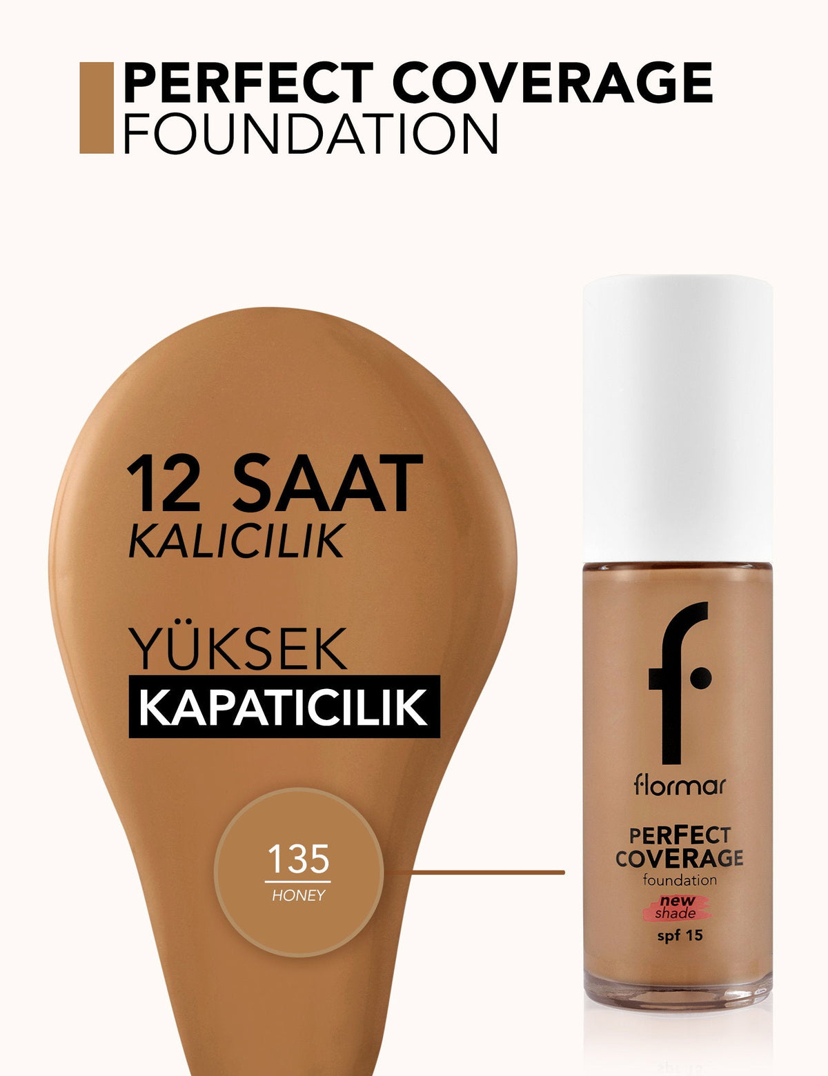 Flormar Perfect Coverage High Pigment SPF15 Foundation 30ml