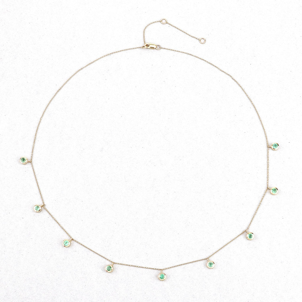 0.90 Carat Genuine Zambian Emerald 10K Yellow Gold Necklace