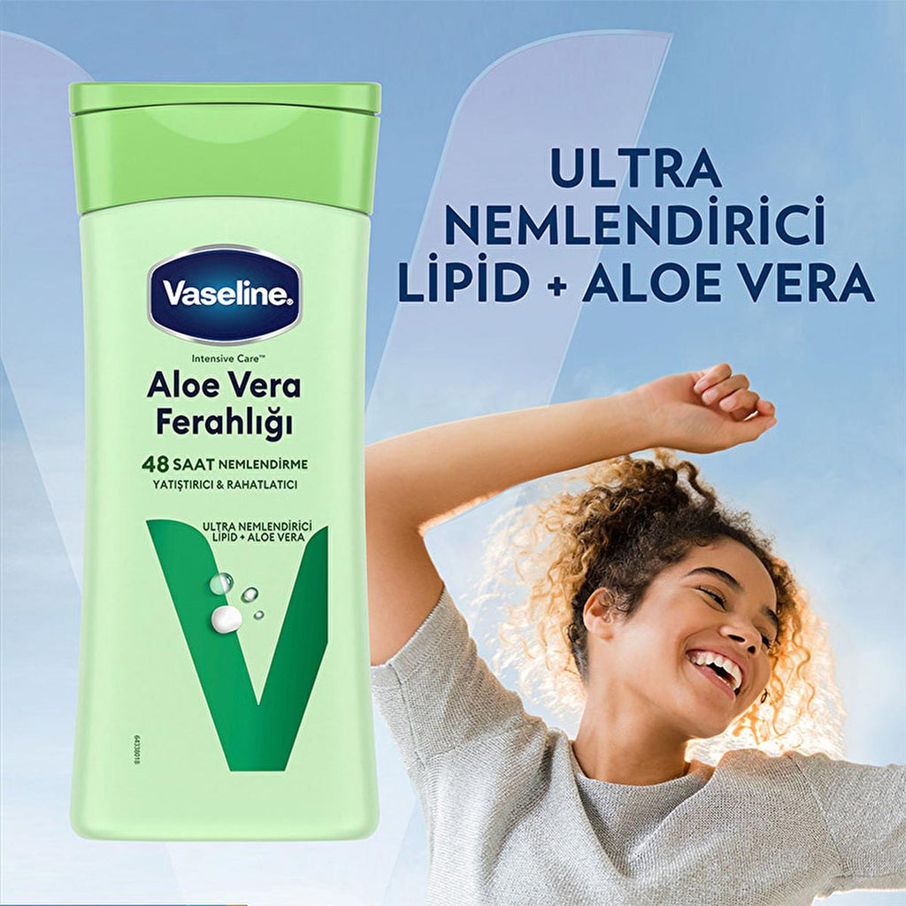 Vaseline Aloe Vera Body Lotion - 48 Hour Moisturization, Non-Greasy, Dry Skin Relief