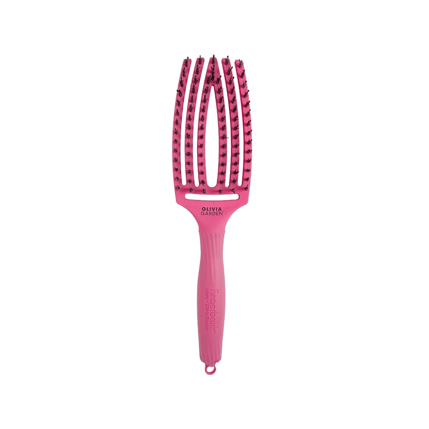 Olivia Garden Finger Brush Combo Pink Hair Brush for Gentle Hair Care and Personal Grooming