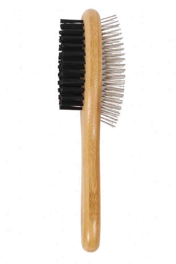 M-Pets Bamboo Double-Sided Brush for Grooming 6x22cm