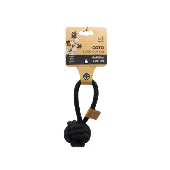 M-Pets Coto Braided Rope Ball Dog Toy with Pull Handle 6.5cm Black