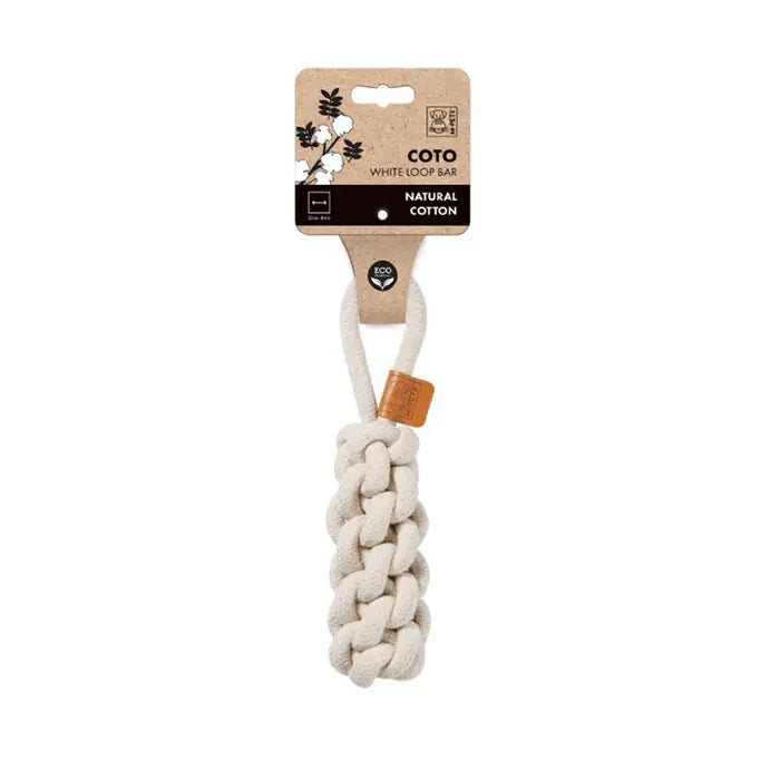 M-Pets Coto Loop Bar Braided Dog Toy White 22cm