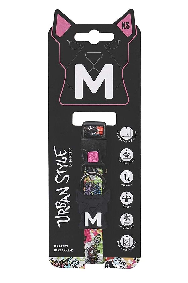 M-Pets Urbanstyle Graffiti Dog Collar Adjustable XS