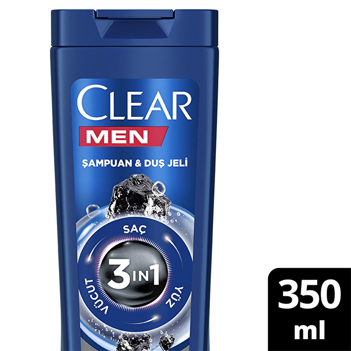 Clear Men 3-in-1 Charcoal Shampoo & Shower Gel: Deep Clean, Fight Dandruff, & Simplify Your Routine - 11.83 fl oz