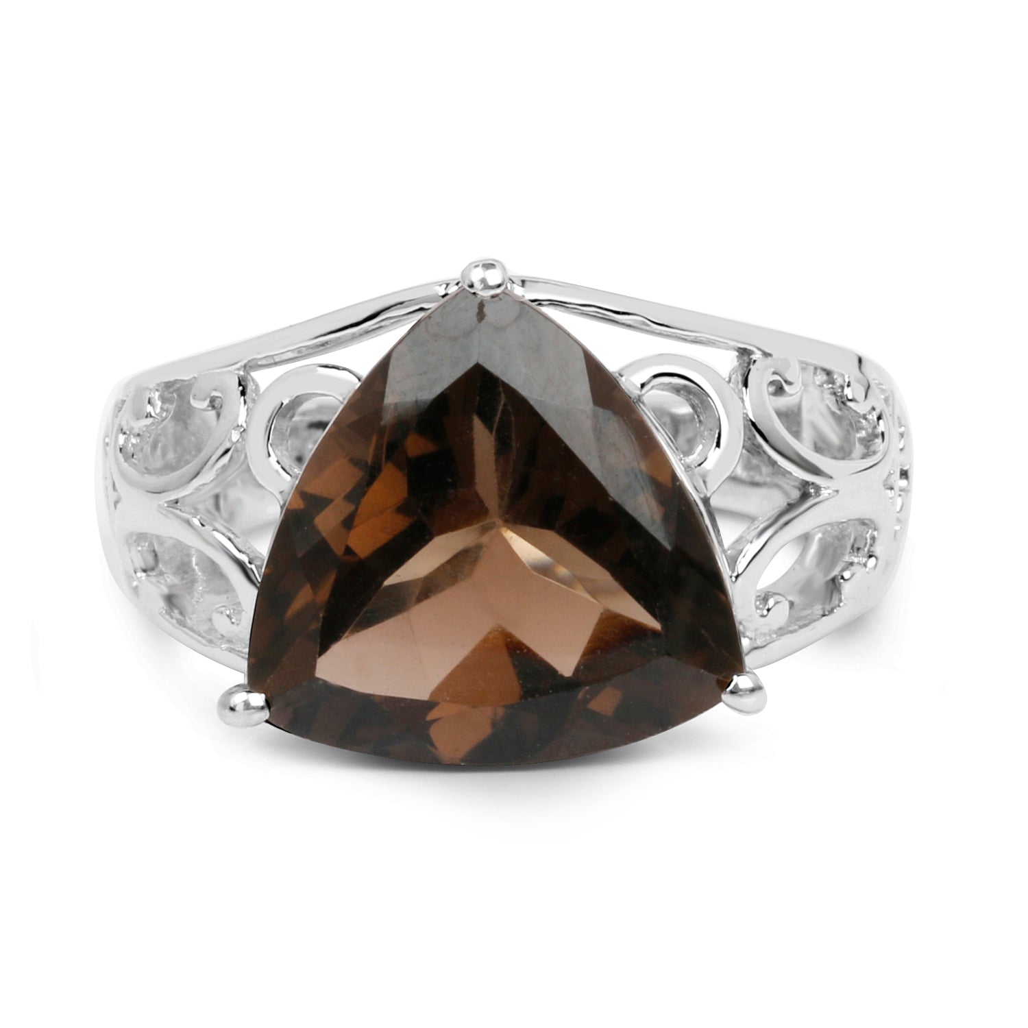 6.91 Carat Genuine Smoky Quartz .925 Sterling Silver Ring