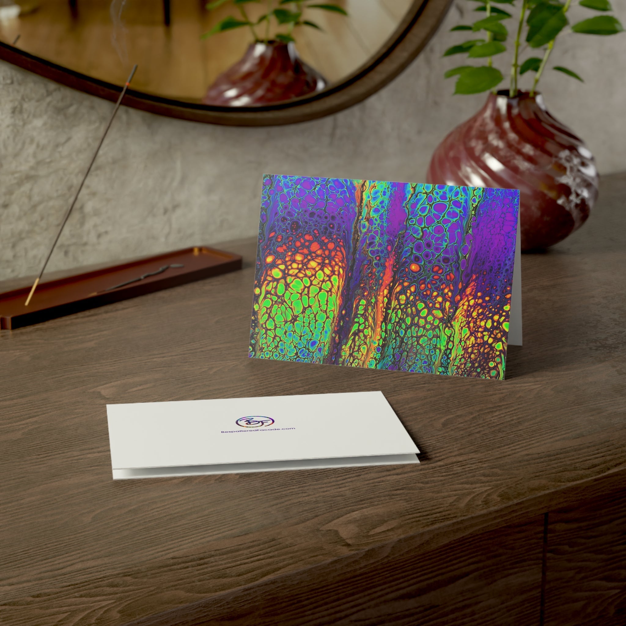 Bespattered Facade Neon Lava Greeting Cards | Sets of 1, 10, 30, or 50