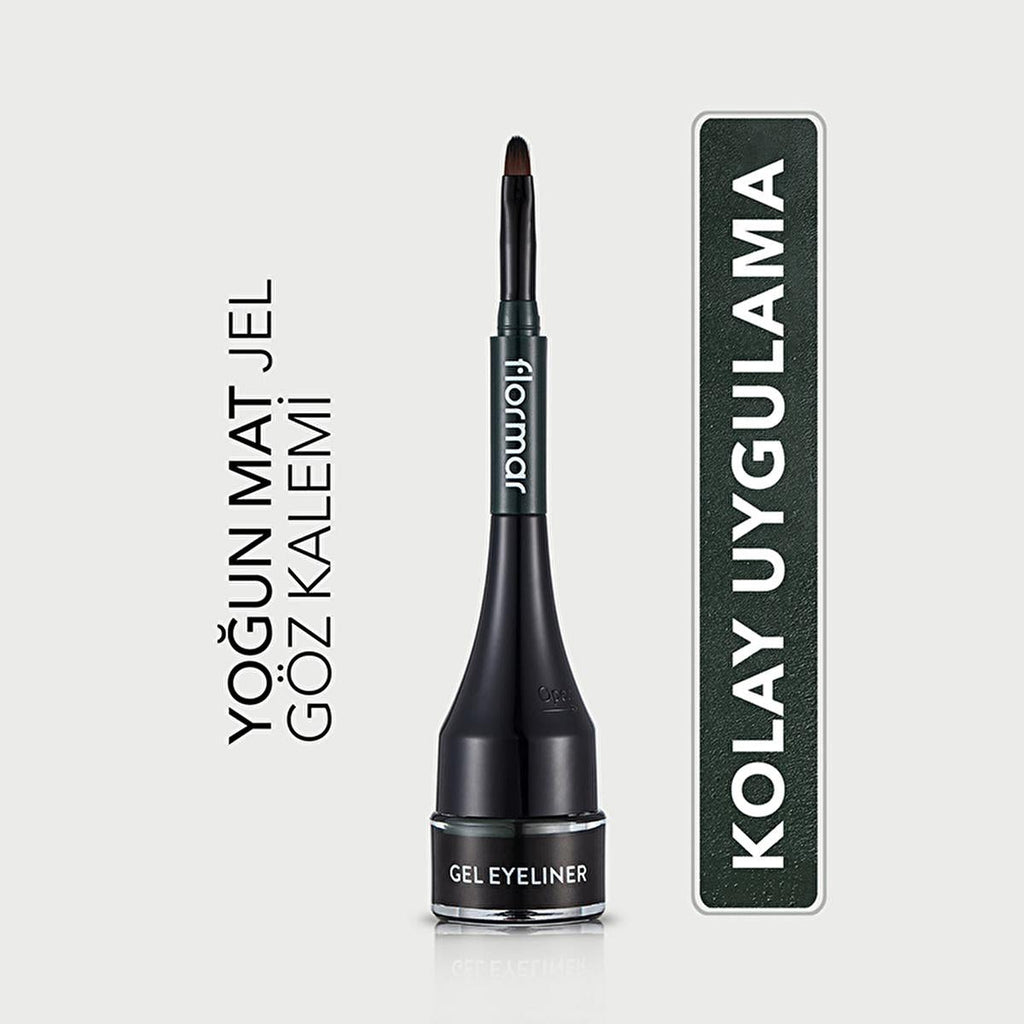 Flormar Gel Eyeliner - High-Pigment, Matte Finish, Coconut Oil Infused - Green, Blue, Brown, Black