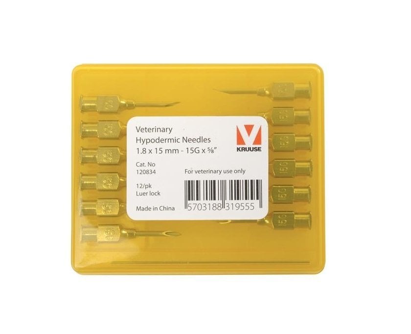 Kruuse Vet Injector Needles Durable Stainless Steel 12 Pack