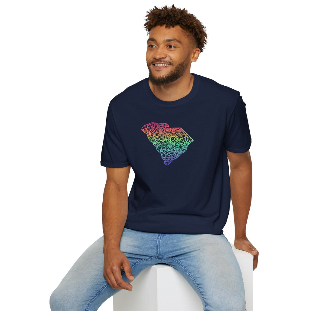 Bespattered Facade Rainbow Floral South Carolina Unisex Softstyle T-Shirt