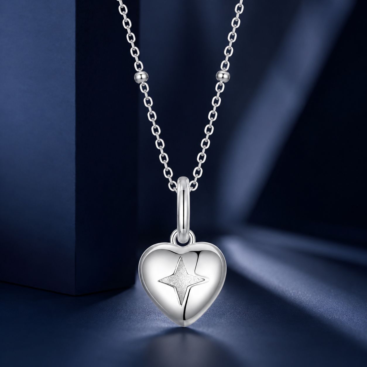 925 Sterling Silver Plated White Gold Necklace 40+5cm with 1.8*1.0cm Pendant for Women