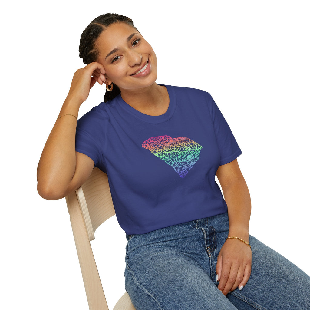 Bespattered Facade Rainbow Floral South Carolina Unisex Softstyle T-Shirt