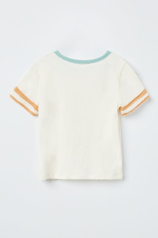 Girls Stripe Sleeve Knit Tee - Off White