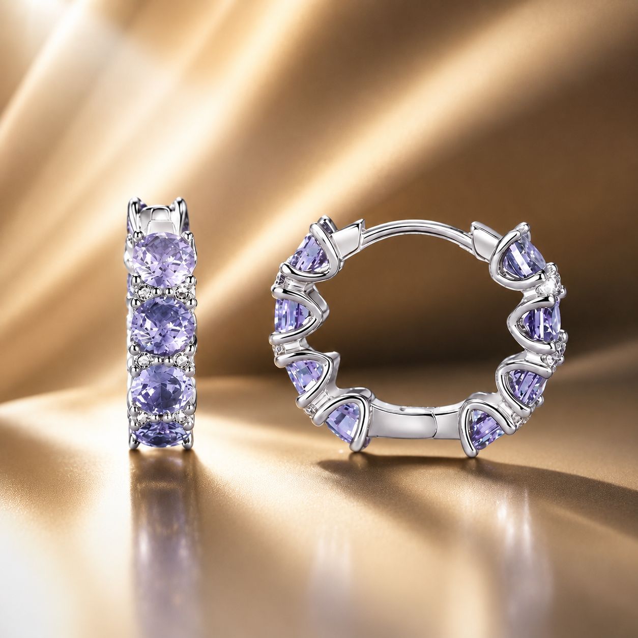 925 Sterling Silver Earrings with Pavé Setting and Plated Platinum for Women