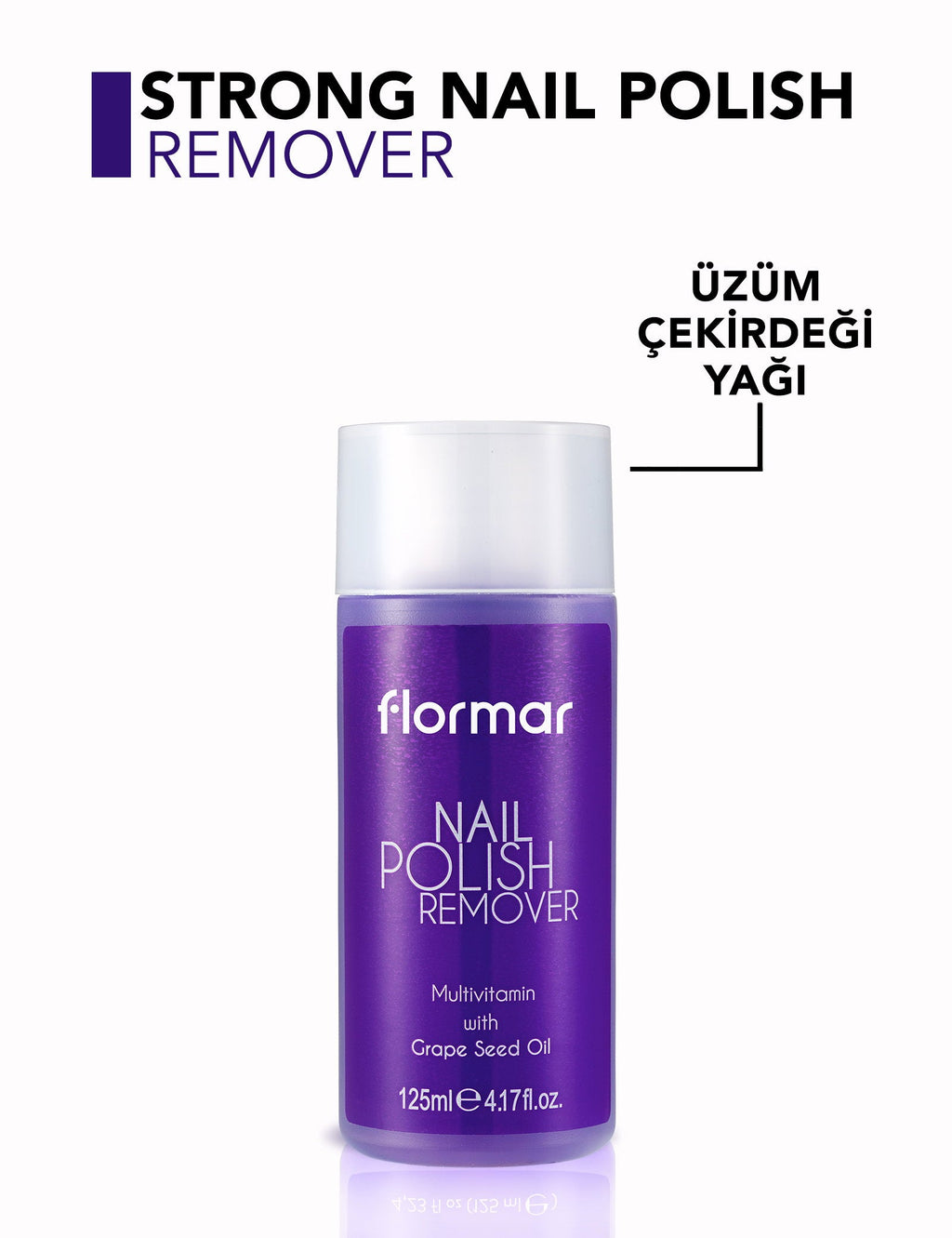 Flormar Grape Seed Oil Nail Polish Remover Strong Effect 125ml