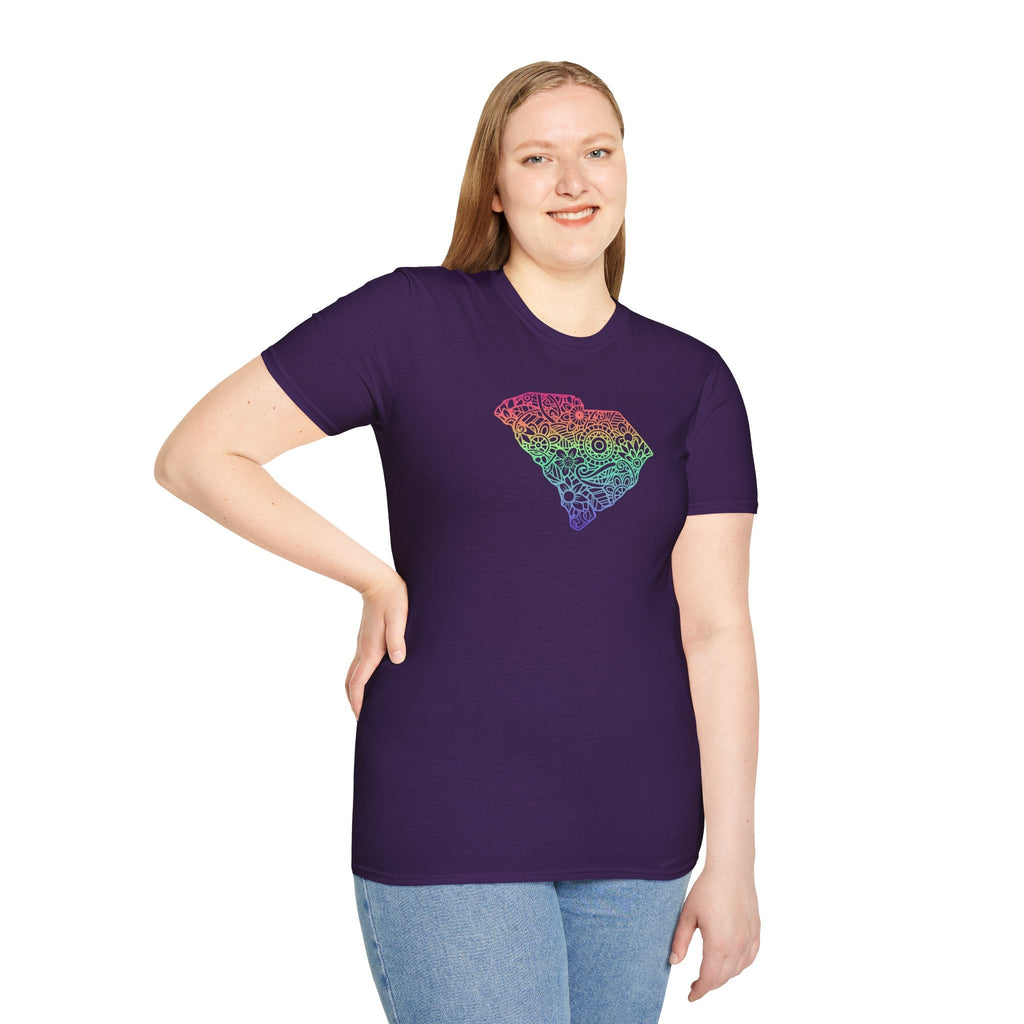 Bespattered Facade Rainbow Floral South Carolina Unisex Softstyle T-Shirt