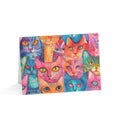 Bespattered Facade Rainbow Cat Party Greeting Cards | Sets of 1, 10, 30, or 50