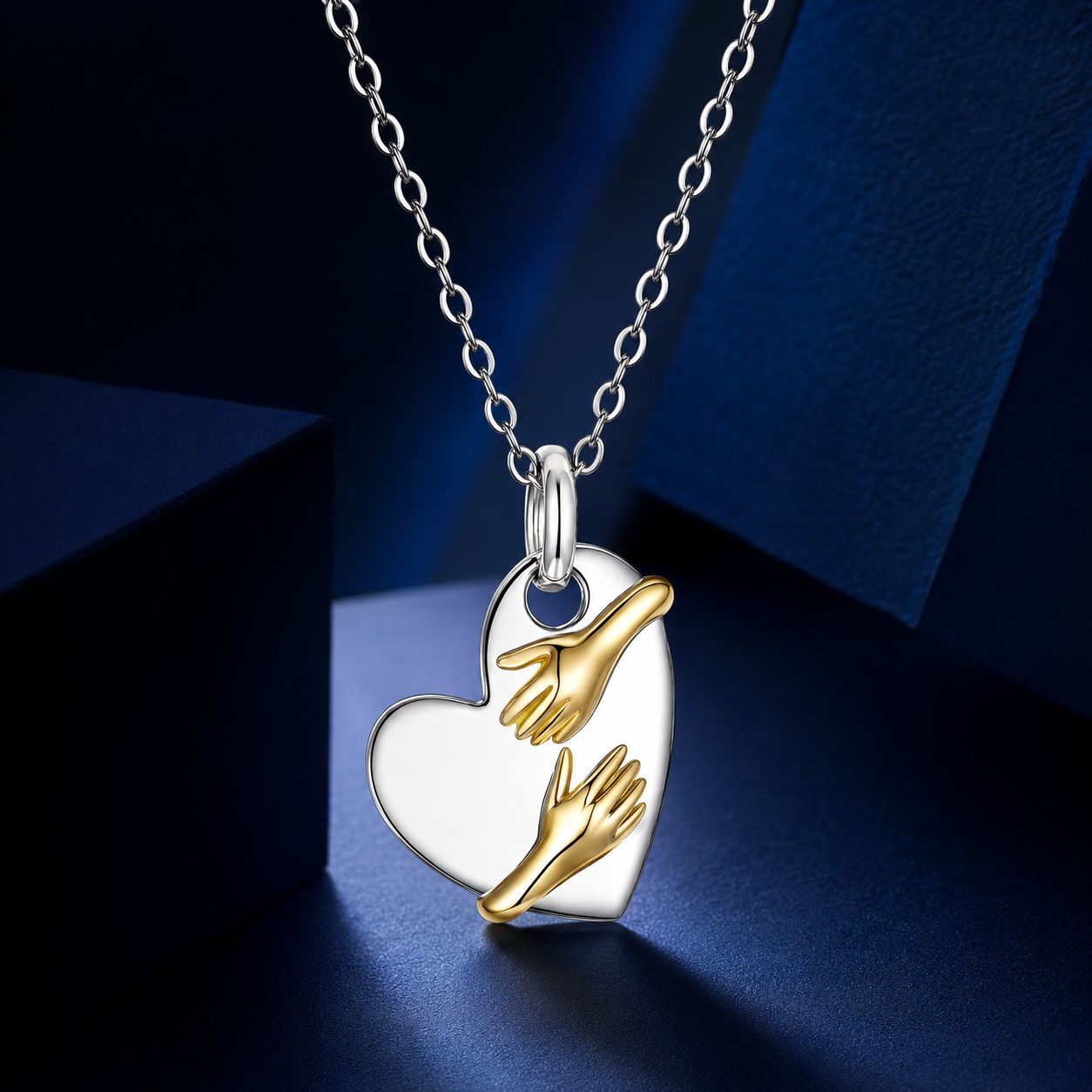 925 Sterling Silver + Plated White Gold + Plated Gold 1.8*1.2cm Necklace for Women