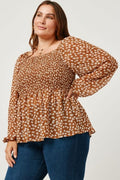 Curvy Square Neck Peplum with Puff Sleeves