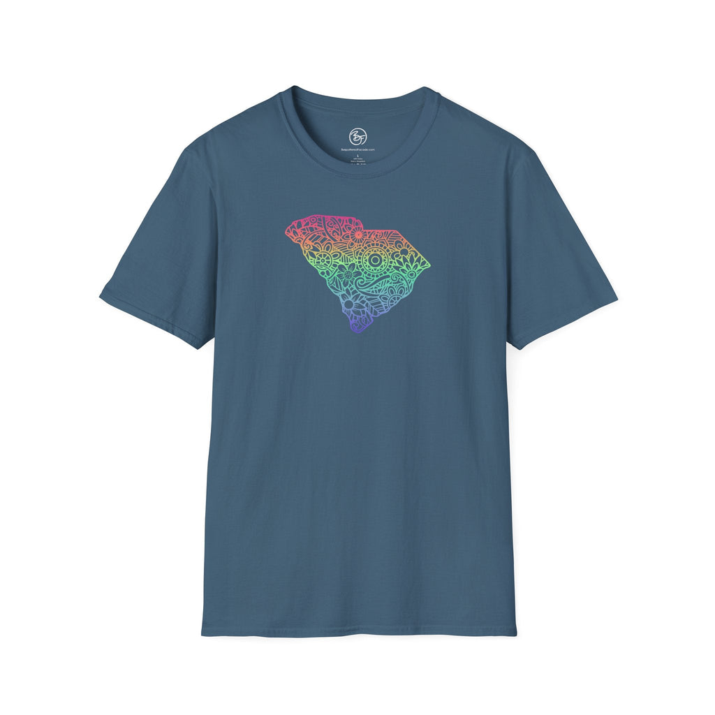 Bespattered Facade Rainbow Floral South Carolina Unisex Softstyle T-Shirt
