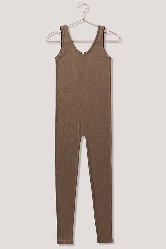 Ribbed Sports Bodysuit - Brown
