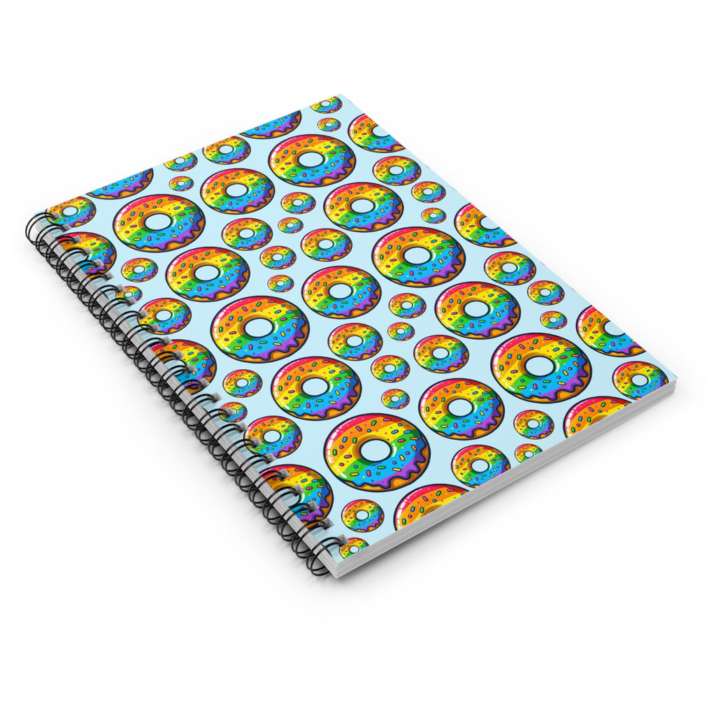 Bespattered Facade Rainbow Sprinkle Donut Spiral Notebook - Lined Pages