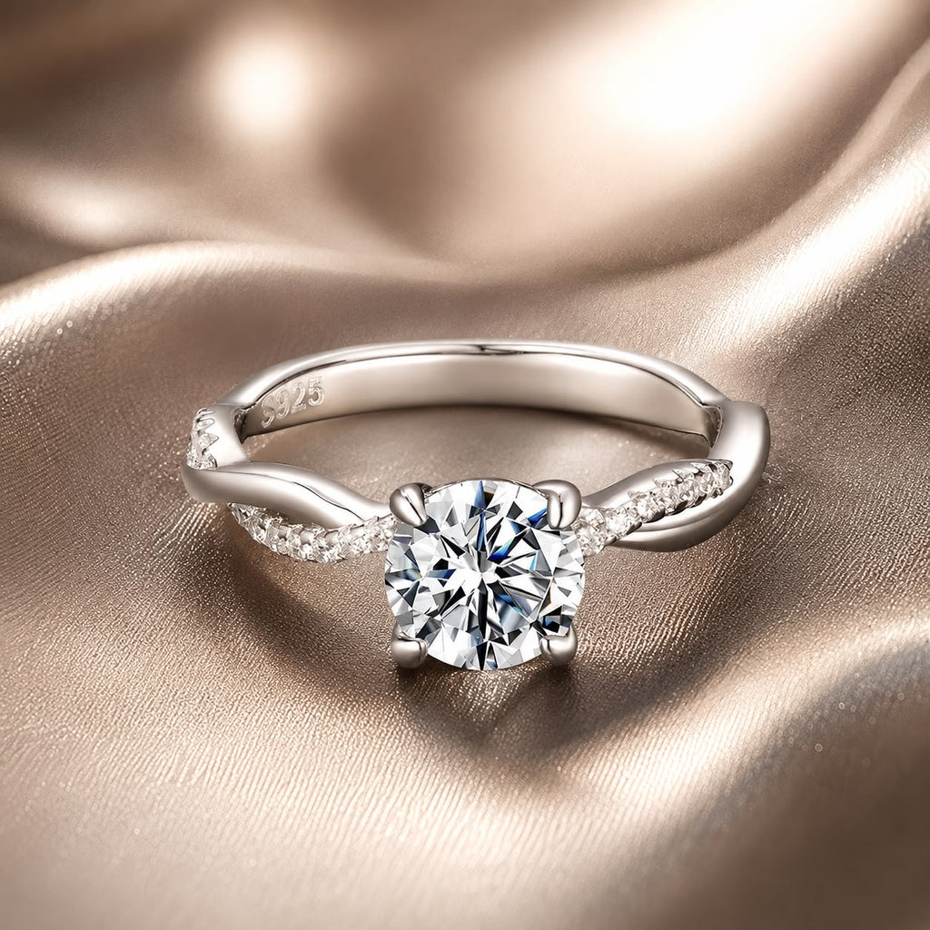 925 Sterling Silver Moissanite 0.65 Carat Ring Size 6 for Women