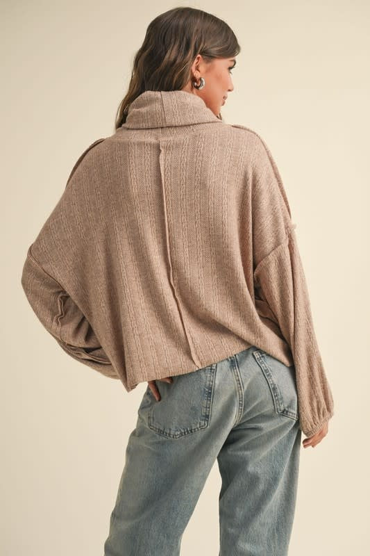 Turtle Neck Dolman Sleeve Sweater - Coco