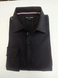 Solid Black Men's Long Sleeves Dress Shirt