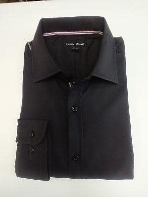 Solid Black Men's Long Sleeves Dress Shirt