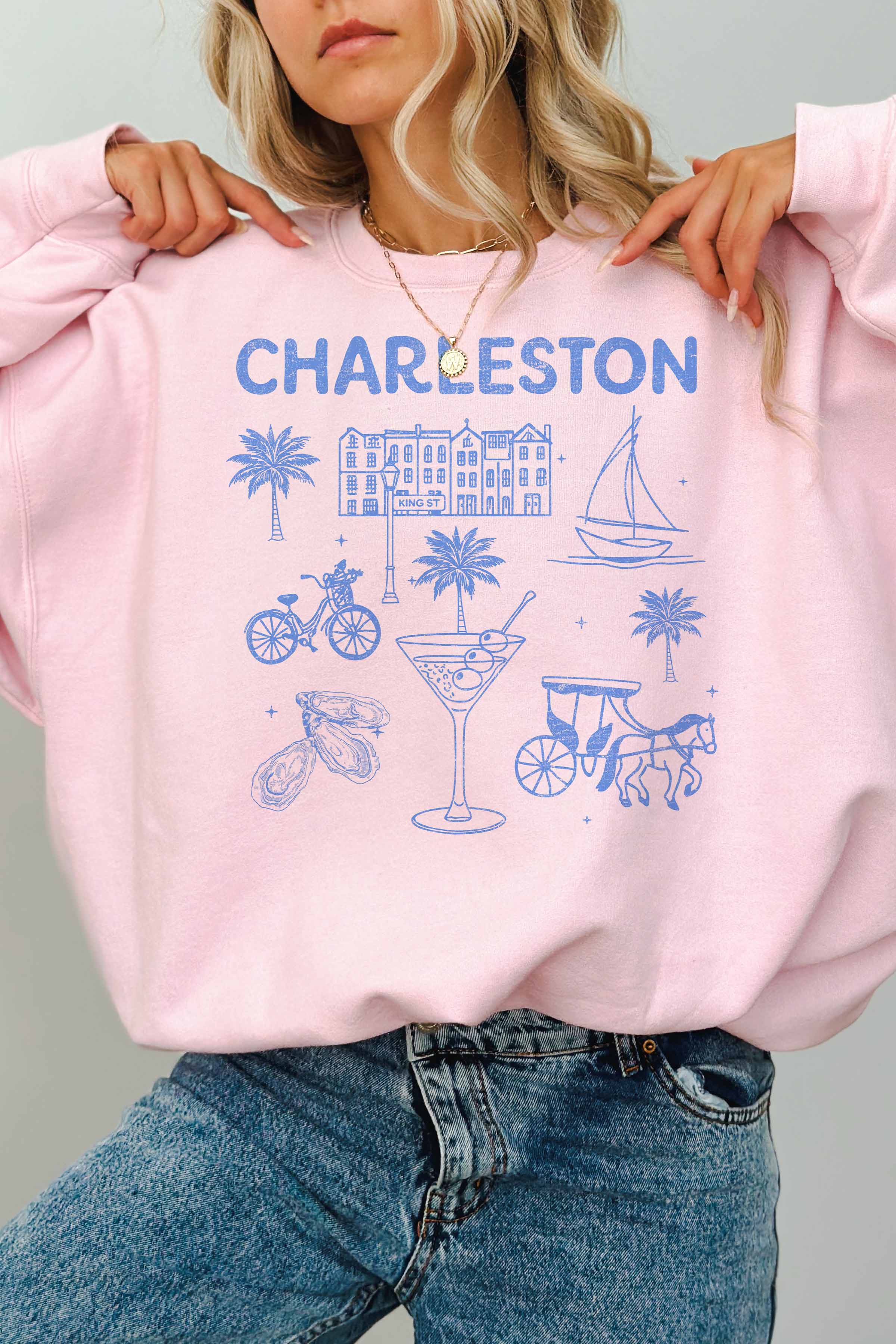 GOOD DAY STREET - CHARLESTON OVERSIZED SWEATSHIRTS: WHITE / S/M
