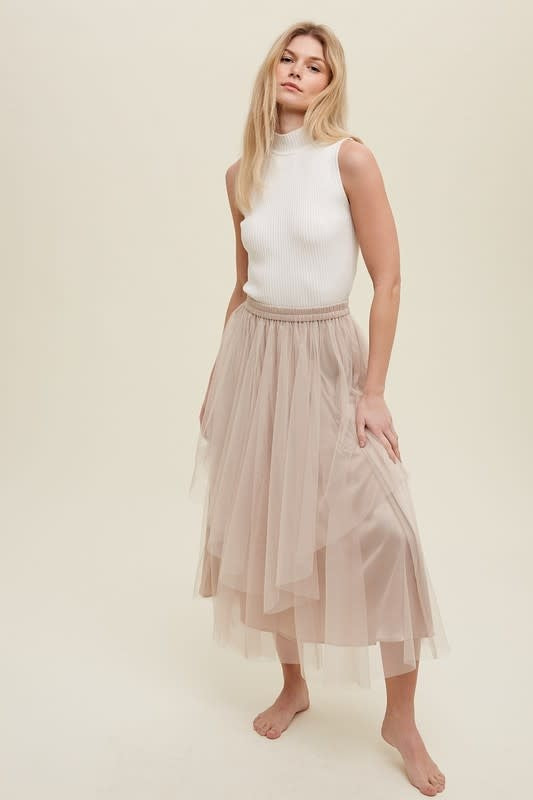 Ribbed Sweater Mock Neck Tank - Ivory