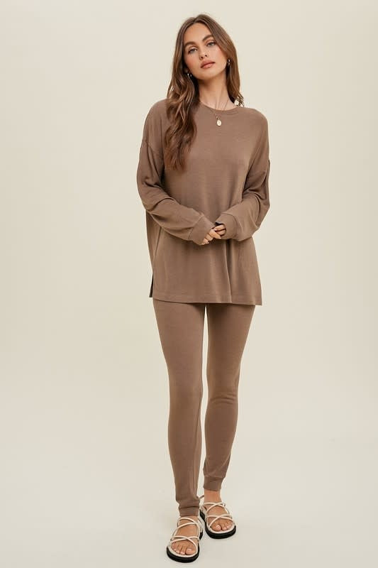 Two Piece Comfy Slub Set - Mocha