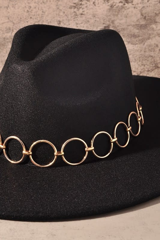 Round Strap Suede Fedora Hat