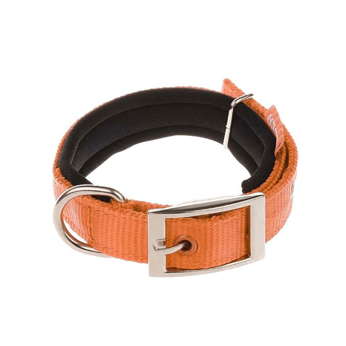 Doca Dokuma Turquoise/Orange Soft Fabric Adjustable Pet Collar for Dogs - 45 cm Length