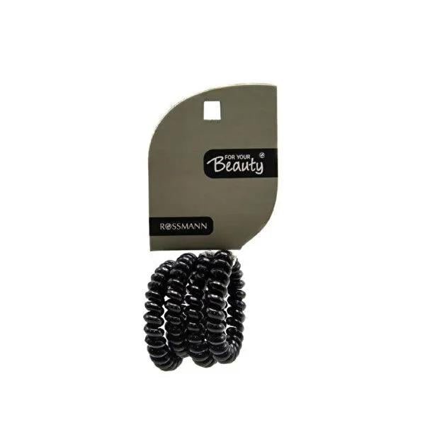 For Your Beauty Black Cable Hair Ties 4-Pack: No Crease Hair Elastics, Stylish Ponytail Holders & Hair Styling Accessories