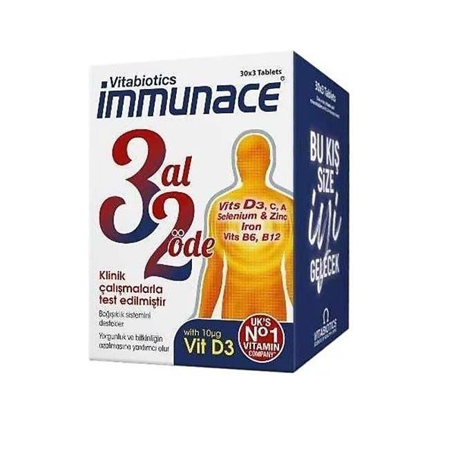 Vitabiotics Immunace Dietary Supplement for Immune System Support - 90 Tablets