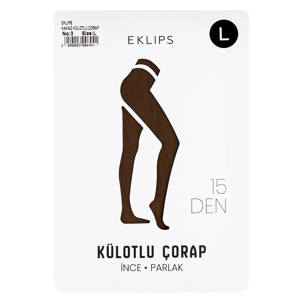 Eklips Cocoa Pantyhose Smooth Semi-Sheer Tights Size L