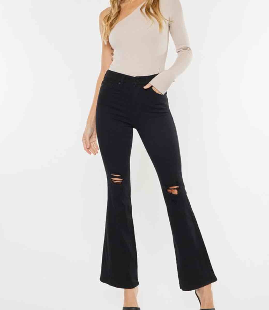 Crystal High Rise Petite Bootcut Jeans - Black