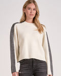 The Colorblock Crewneck Sweater: Grey/White