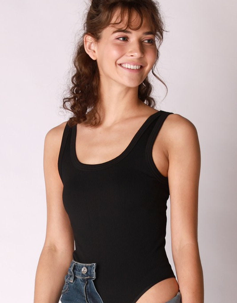 Ribbed Scoop Neck & Back Bodysuit