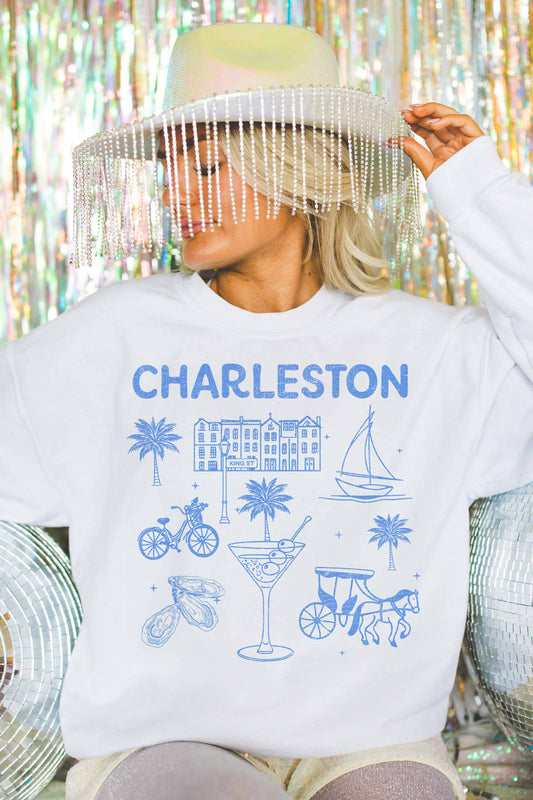 GOOD DAY STREET - CHARLESTON OVERSIZED SWEATSHIRTS: WHITE / S/M