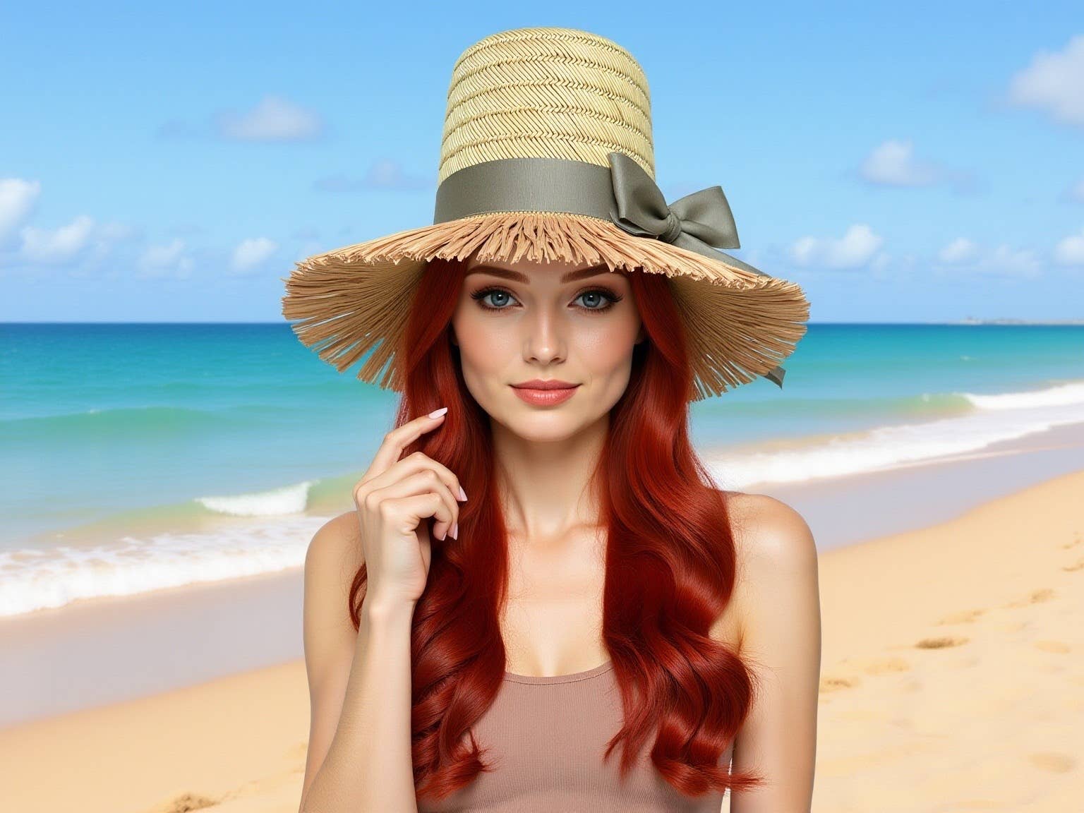 Cha Cha's House of Ill Repute - Bewitched - Fringed Beach Hat: Medium 22.5/23