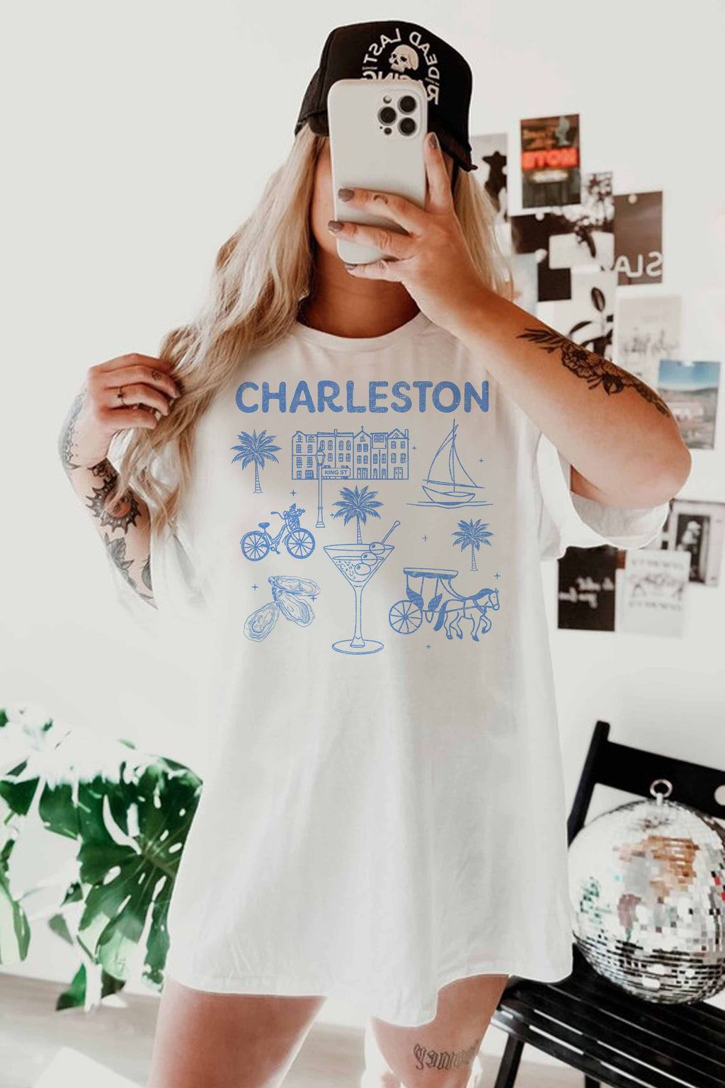 GOOD DAY STREET - CHARLESTON OVERSIZED TEE: WHITE / S/M