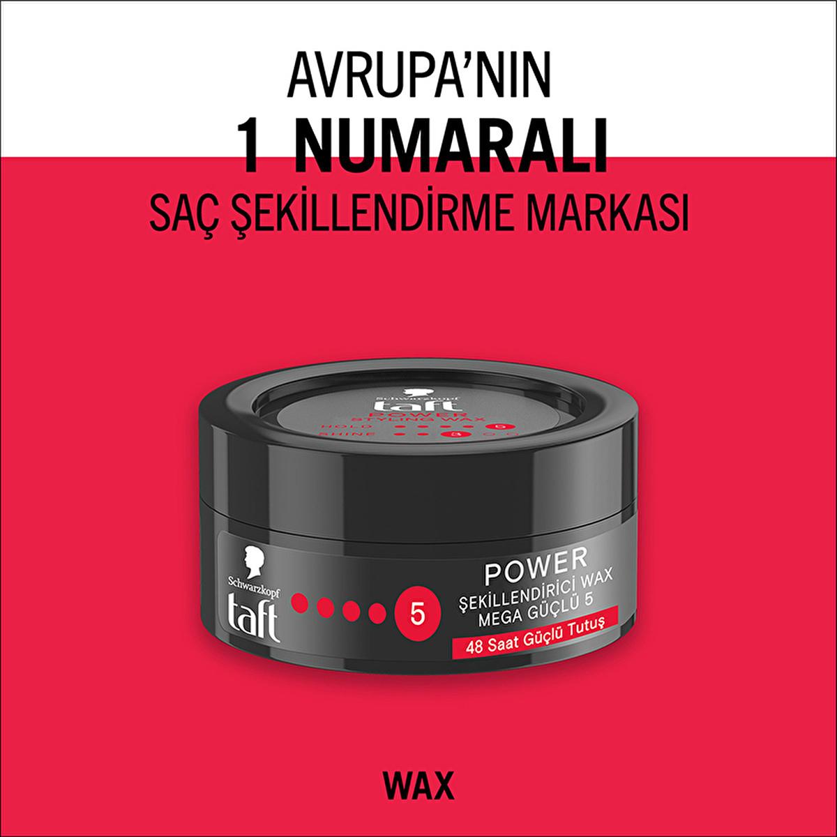 Taft Power: Caffeine Infused Hair Styling Wax - Mega Strong 48H Hold, Humidity & Wind Protection - Long Lasting Men's Hair Wax